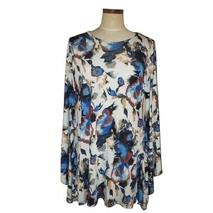 Fashion Terminal Abstract Wide Flare Statement Sleeve Tunic Mini Dress Free Size